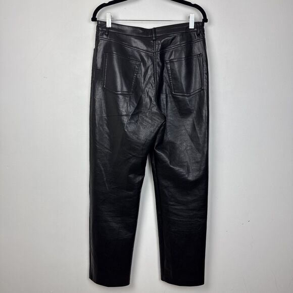 Aritzia Wilfred Women's Black Straight Pants Vegan Leather Women's The Melina 10 - Picture 6 of 13